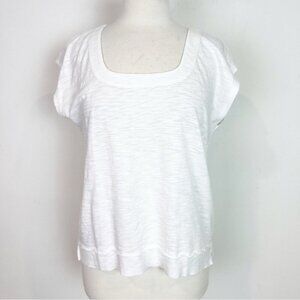 LILLA P WHITE CAP SLEEVE SQUARE NECKLINE T-SHIRT WOMENS SZ SMALL